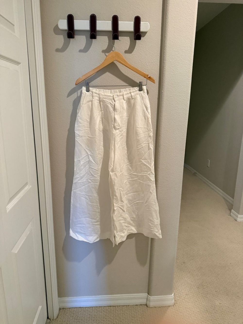 YFB White High-Waist Wide-Leg Pants with Elastic Waist